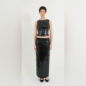 Black Sequin Maxi Skirt and Top